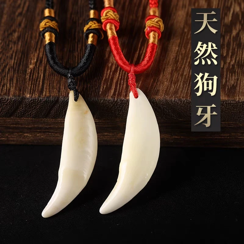 非金属吊坠 狼牙黑狗牙吊坠项链真藏獒牙齿狼牙形挂件本命年饰品