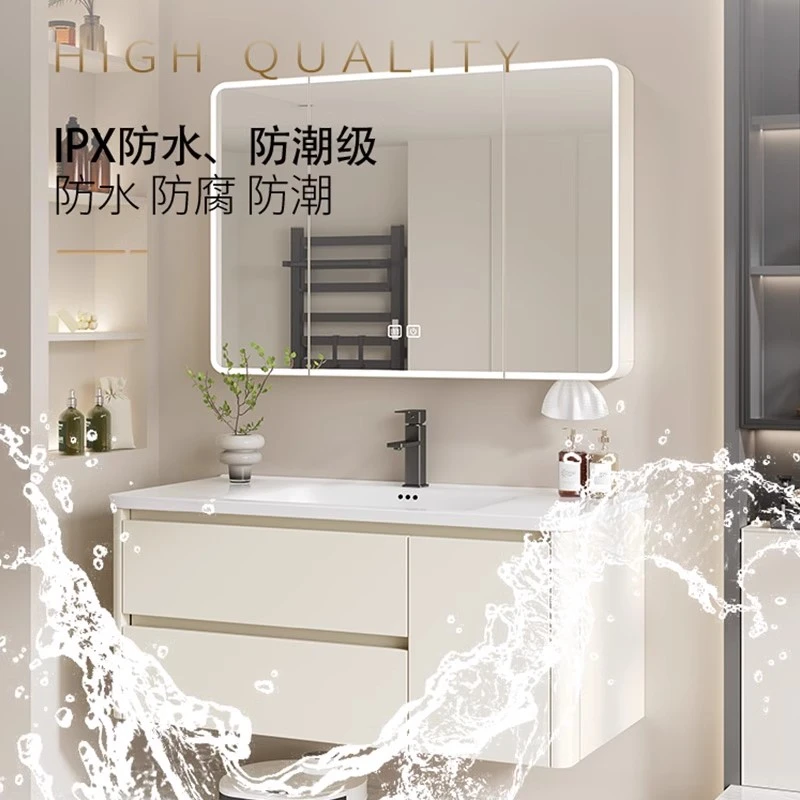 圆弧形浴室柜加厚蜂窝铝太空铝组合一体陶瓷盆洗脸洗手盆洗漱台盆