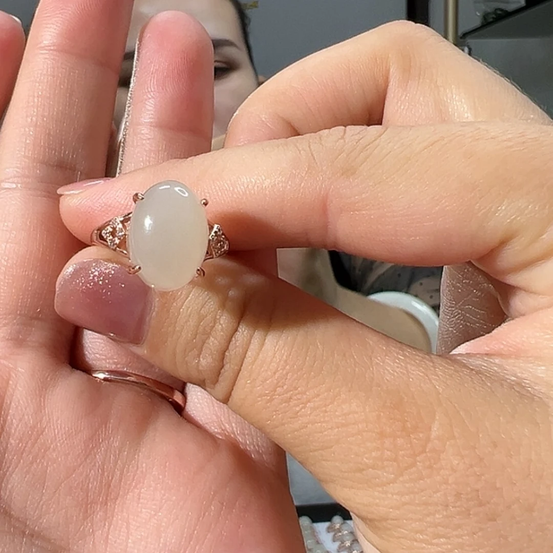 【闪购商品】和田玉戒指,圈口13-15银S925镶嵌