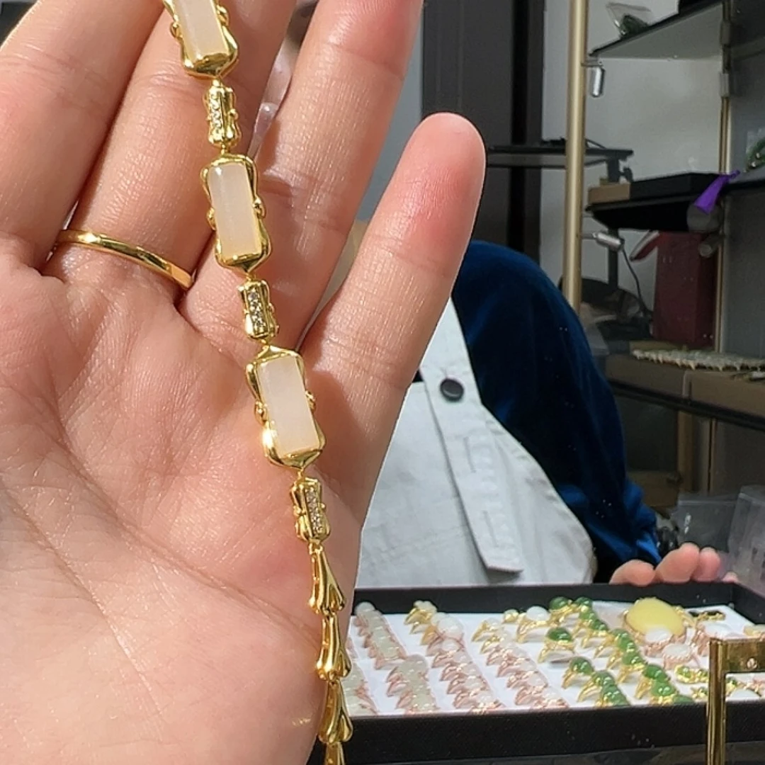 【闪购商品】和田玉手链银S925镶嵌