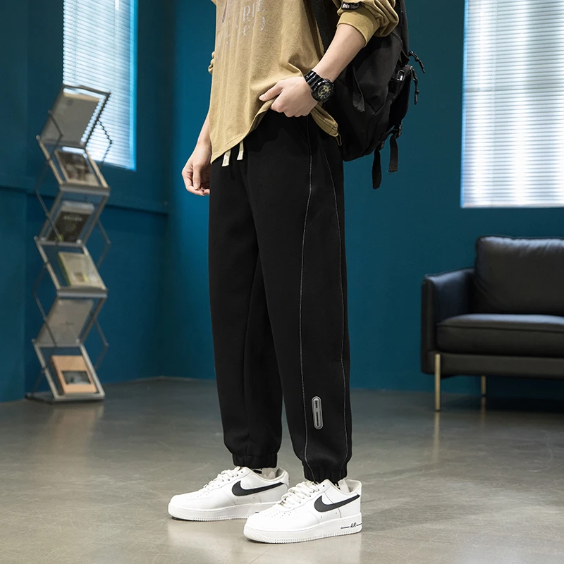 秋季新款美式高街青少年束脚宽松潮男运动裤休闲百搭九分裤