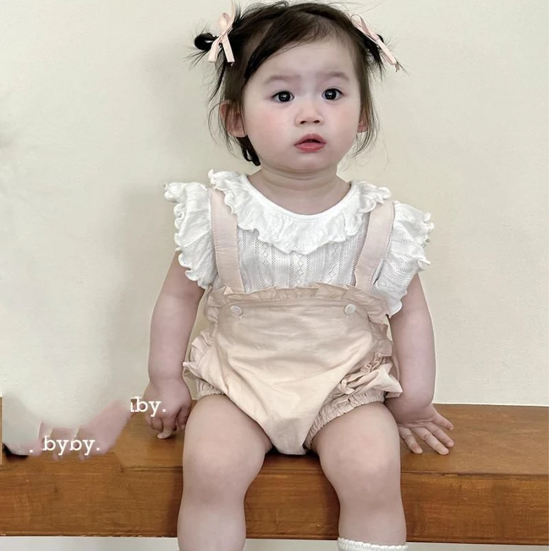 夏季婴儿韩版衣服婴幼儿薄款短袖两件套儿童女包屁衣公主背带哈衣