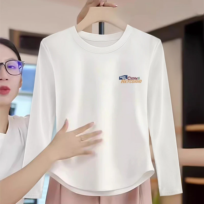 长袖t恤女春秋季百搭新款秋衣内搭打底衫设计感美式复古短款上衣