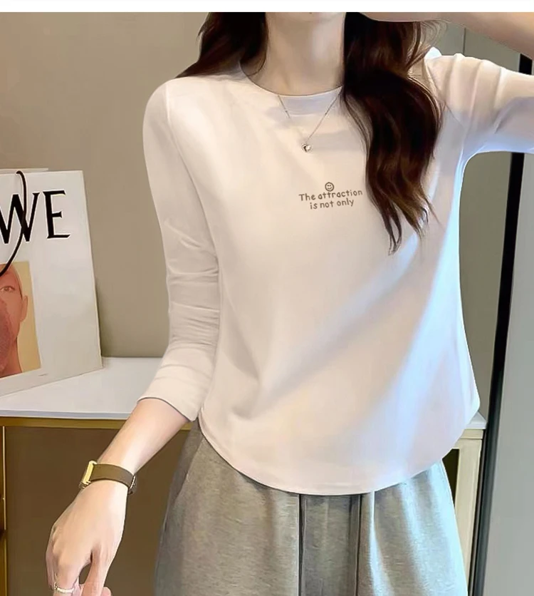 打底衫显瘦长袖T恤秋季女款白色t恤短款打底可外穿上衣打底内搭