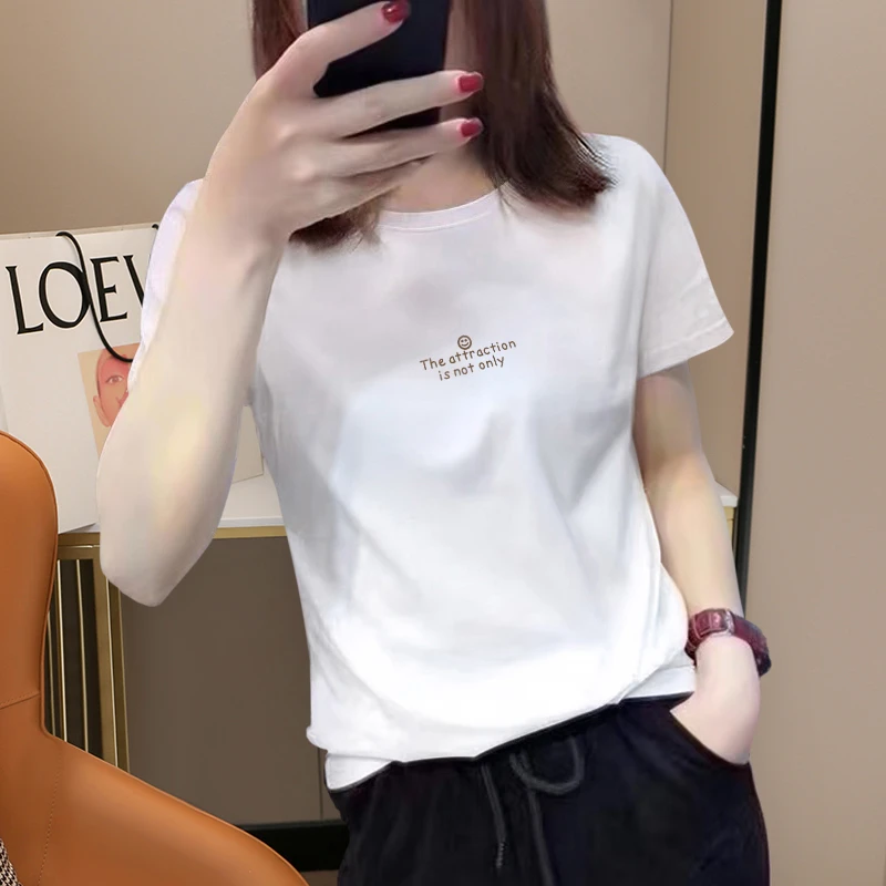 夏季百搭休闲白色短袖t恤女2025款洋气时尚少女上衣轻薄短袖t恤女