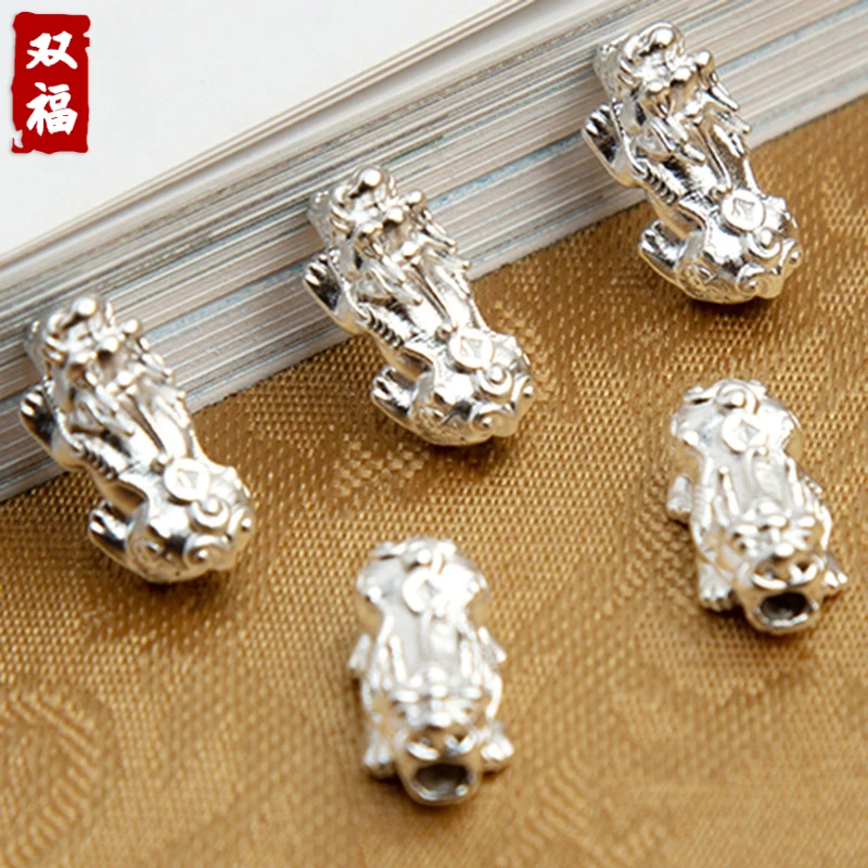 足银银制品 【金钱貔貅】999足银纯银配件时尚简约手作diy手工银饰