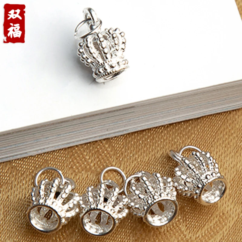 足银银制品 【皇冠】999足银纯银配件时尚简约手作diy手工银饰