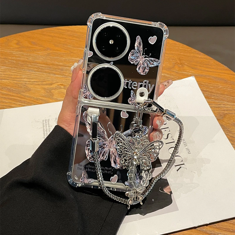 水晶蝴蝶适用华为Pocket 2手机壳保护套pocketS折叠补妆镜防摔壳