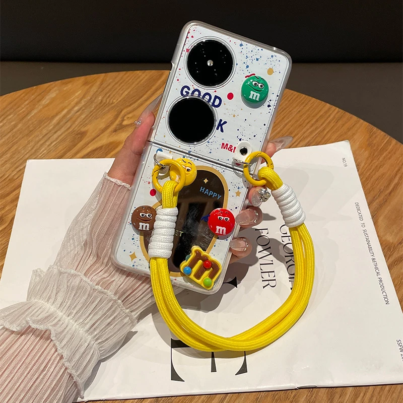 巧克力m豆适用华pocket2手机壳新款镜面pockets卡通防摔p50pocket