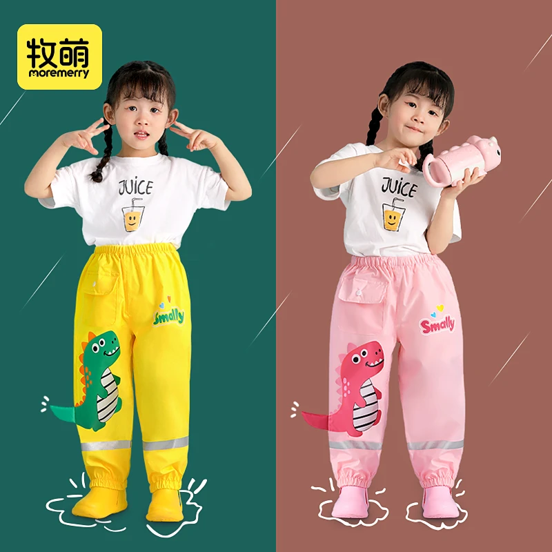 儿童雨裤宽松男童女童防水防雨防脏轻便裤幼儿园雨裤卡通薄款速干