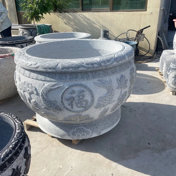 花岗石门海荷花缸庭院摆件手工制作！