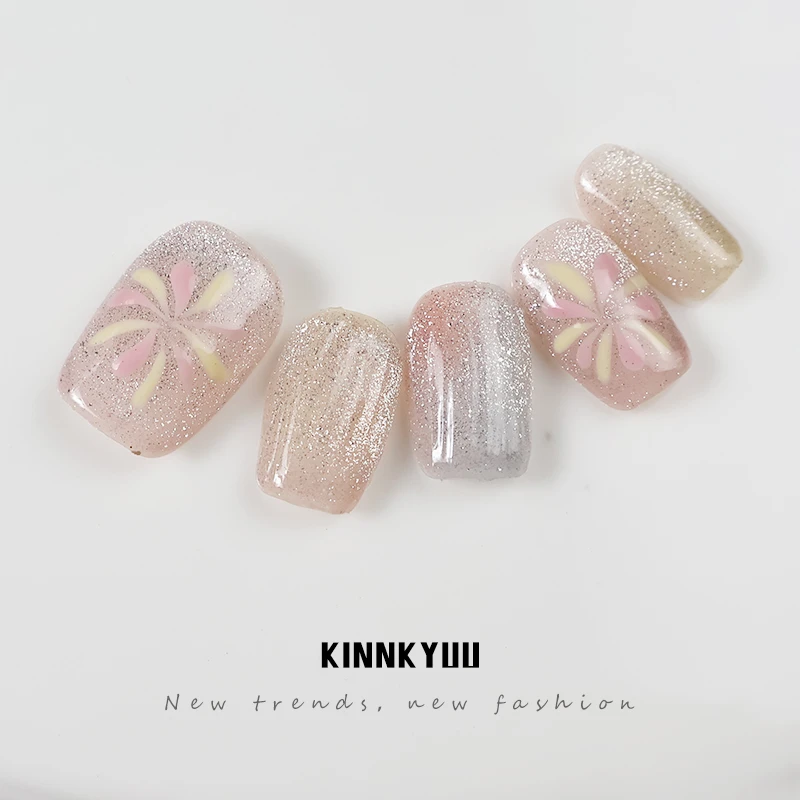 【烟花】纯手工穿戴甲轻奢高级感小众显白法式美甲贴片气质简约