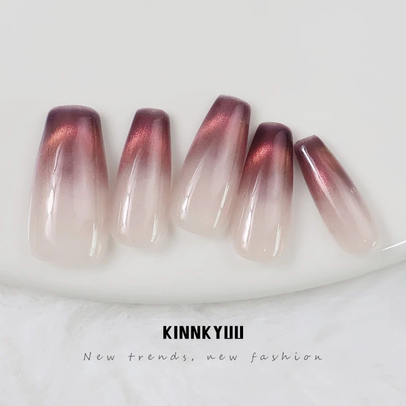 【晚霞】纯手工穿戴甲轻奢高级感小众显白法式美甲贴片气质简约