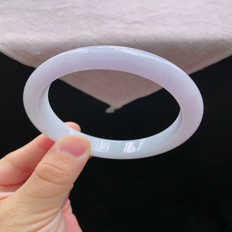 62大圈口231143冰糯种水润紫罗兰翡翠手镯子正圈玉手环天然A货