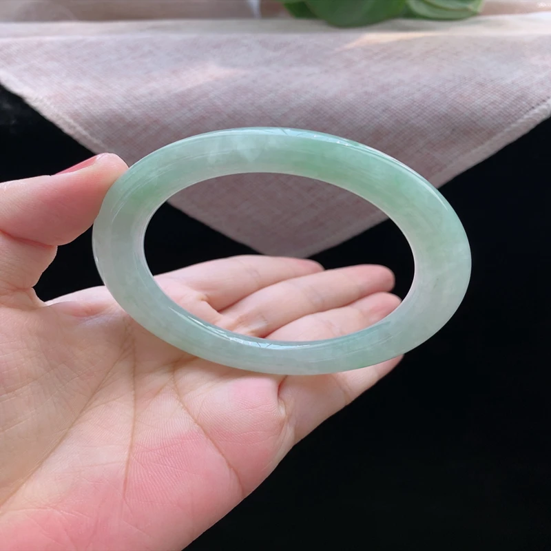 56圈口24727冰糯种水飘翠绿色翡翠镯子福镯玉手环天然A货a25