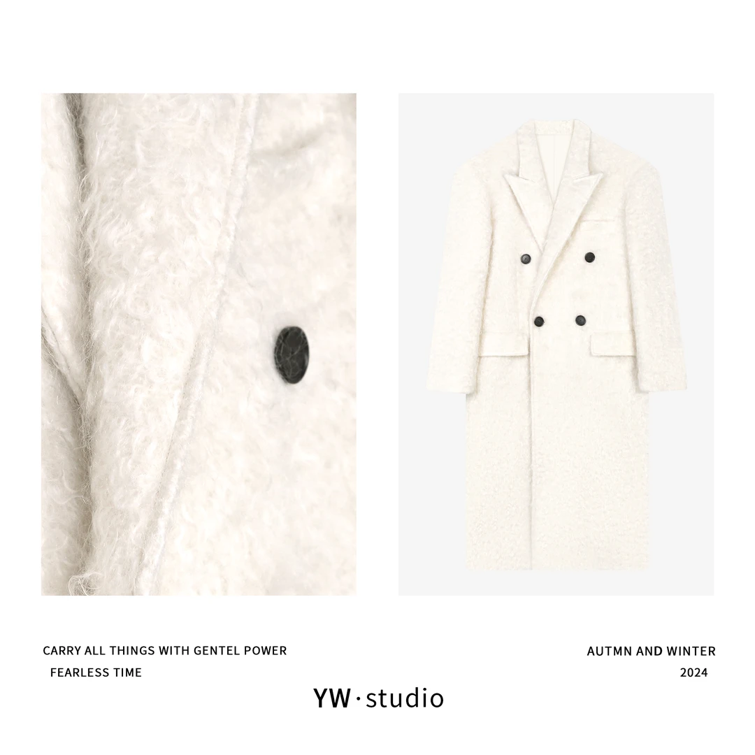 YUWEI/定制 琥珀流光风白月光女神卷卷毛马海毛羊毛大衣 CYPL2765
