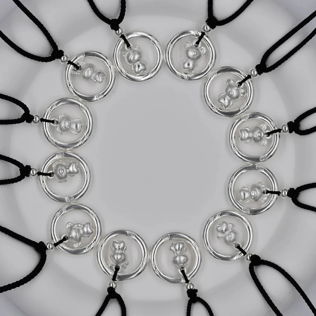 吊坠足银 平安扣足银999十二生肖吊坠