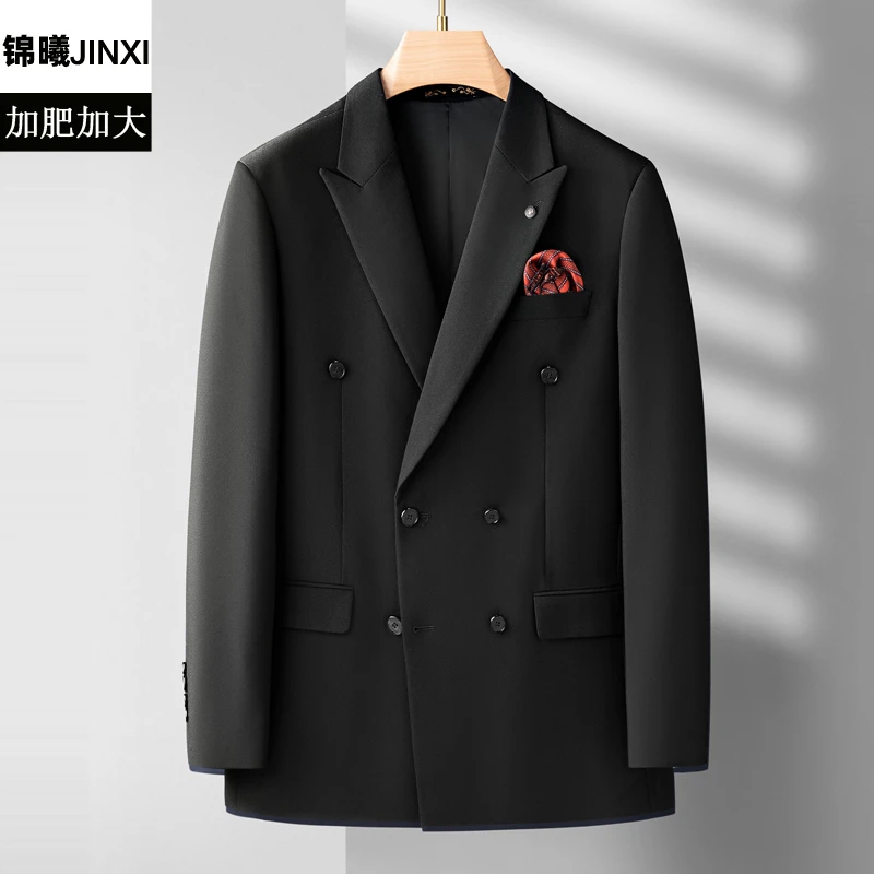 宽松大码双排扣商务西服男士秋冬休闲加肥加大号外套宴会婚礼西装