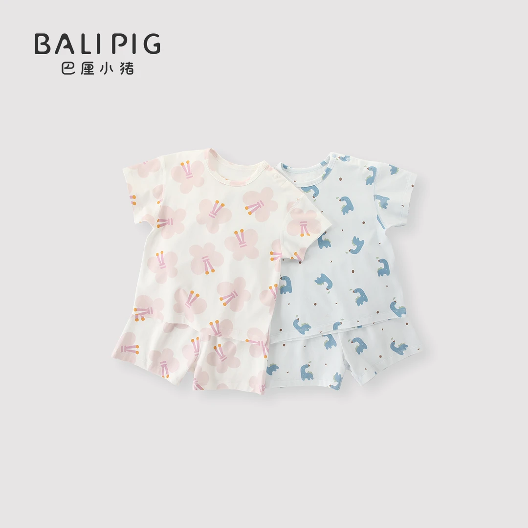 【家居服系列】儿童中大童夏季薄款男童空调服女童短袖套装宝宝睡衣