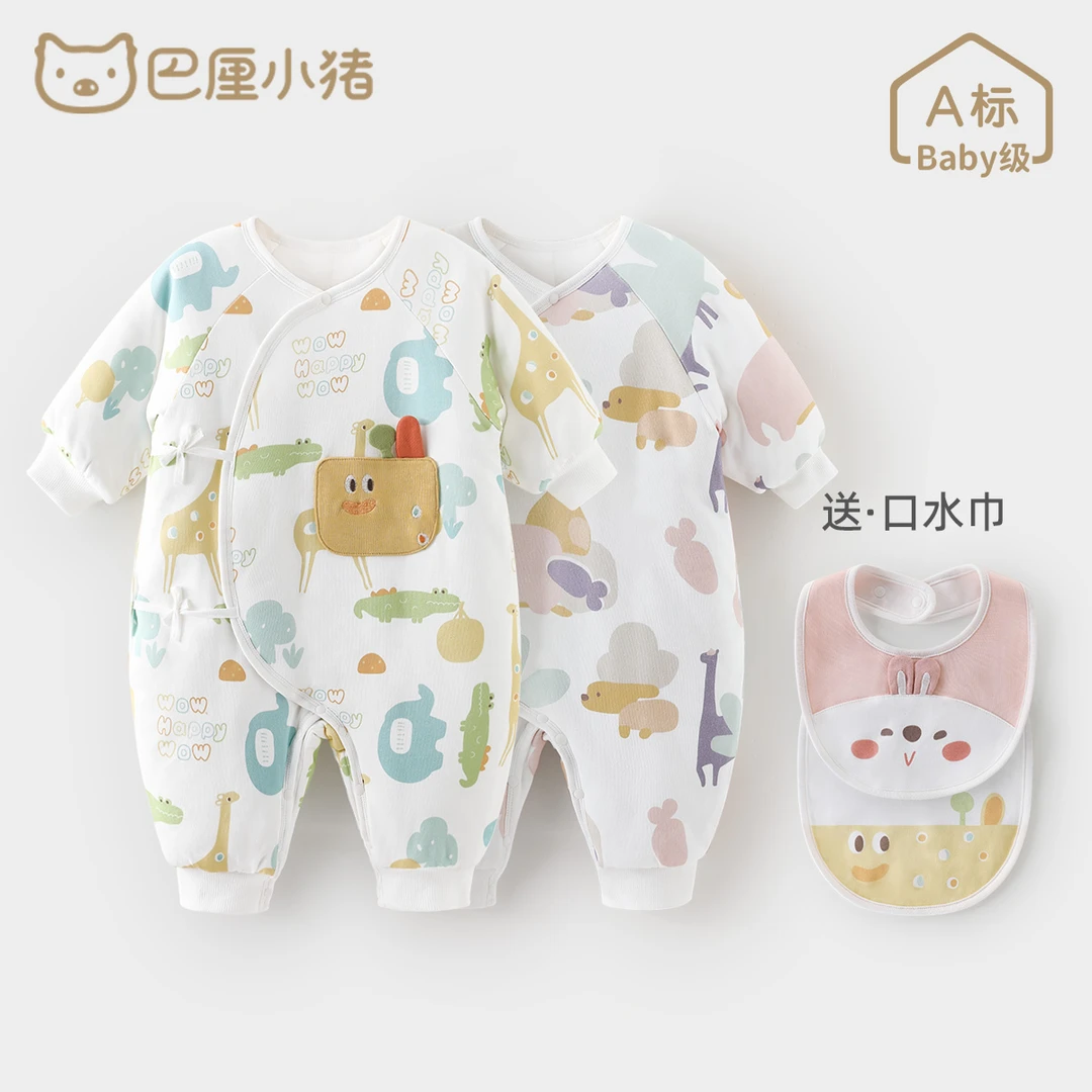 新生儿冬季连体衣宝宝棉衣秋冬款加厚保暖夹棉婴儿衣服初生儿哈衣