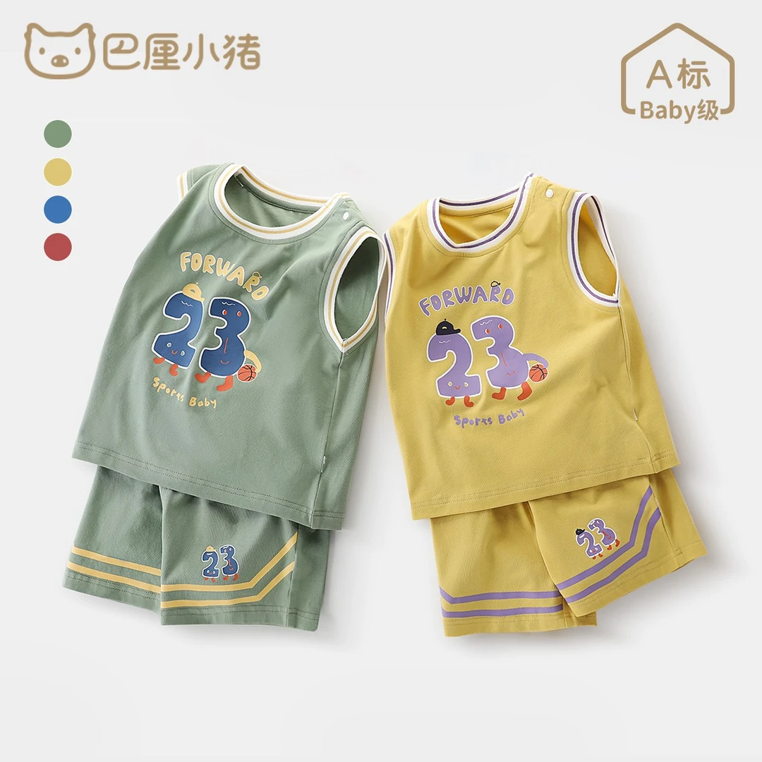 【篮球宝贝系列】宝宝衣服夏装运动服假两件哈衣夏季球服短袖连体