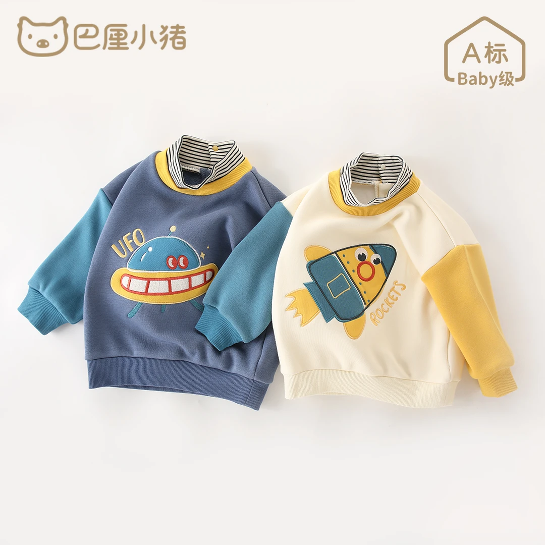 儿童加绒卫衣高领上衣女童秋冬季保暖宝宝休闲服洋气炸街男童秋装