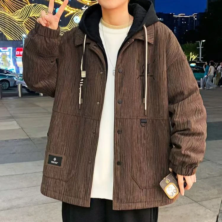 Q 001-199 男士休闲连帽宽松潮流港风加厚冬季男夹克