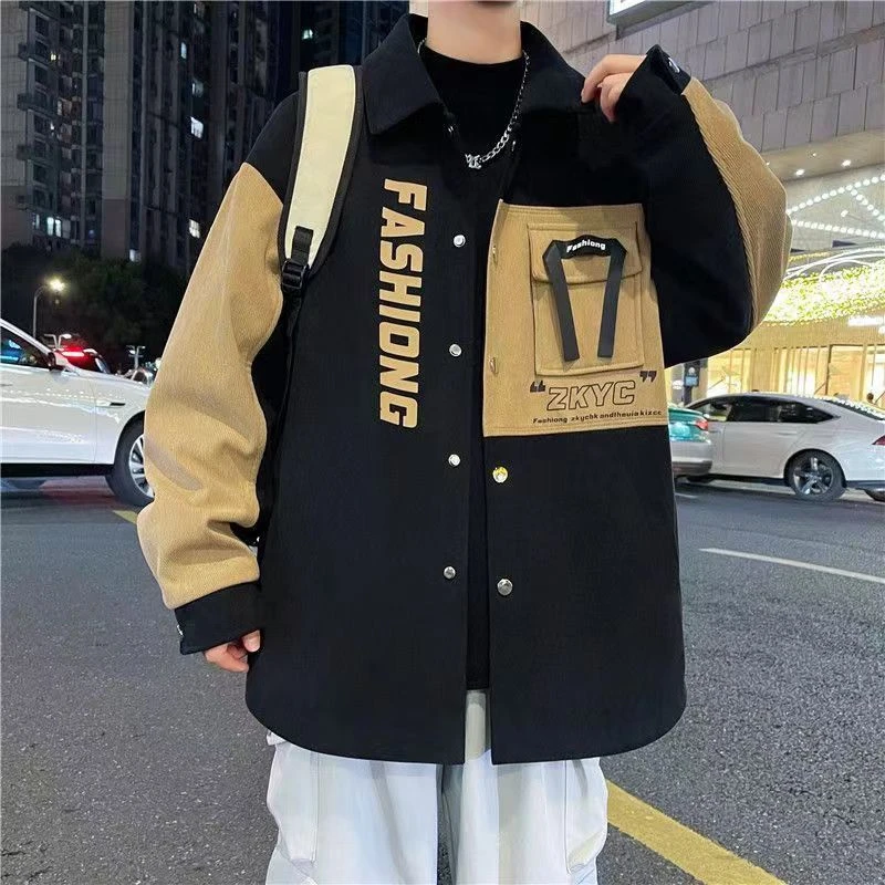 D  400-599 休闲百搭痞帅宽松潮流港风ins韩版男夹克男士美式帅气