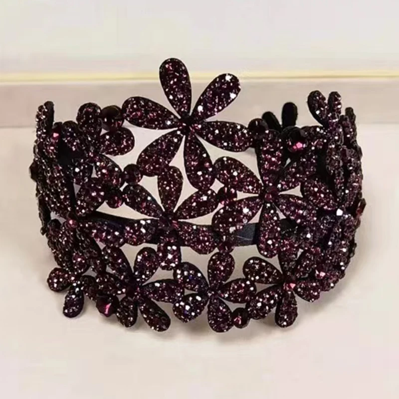 韩国宽边花朵遮白发神器花开富贵压发卡发夹水钻防滑头箍发箍头饰