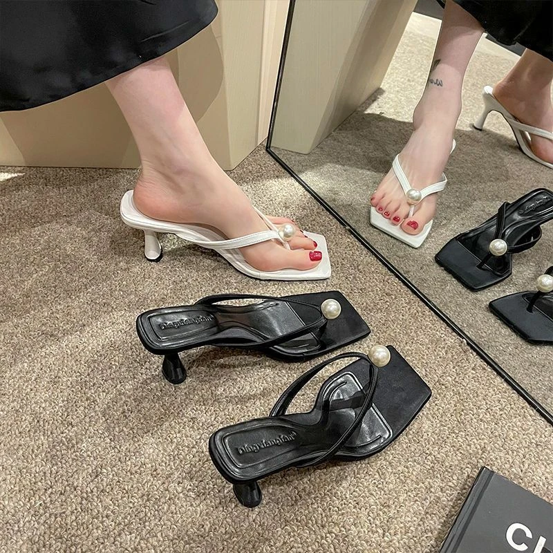 2023新款气质高跟夹趾拖鞋小众高级凉拖鞋女夏季外穿网红人字拖鞋