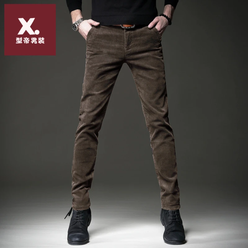 灯芯绒休闲裤男土2025秋冬加绒修身潮流韩版潮牌商务条绒长裤子男
