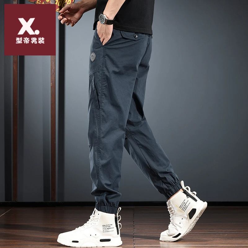 夏季休闲裤男士束脚裤宽松垂感锥形裤工装长裤男装户外美式裤子