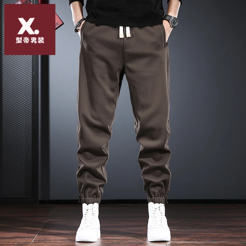 松紧腰休闲卫裤男冬季时尚潮流哈伦裤百搭弹力拼接宽松束脚运动裤