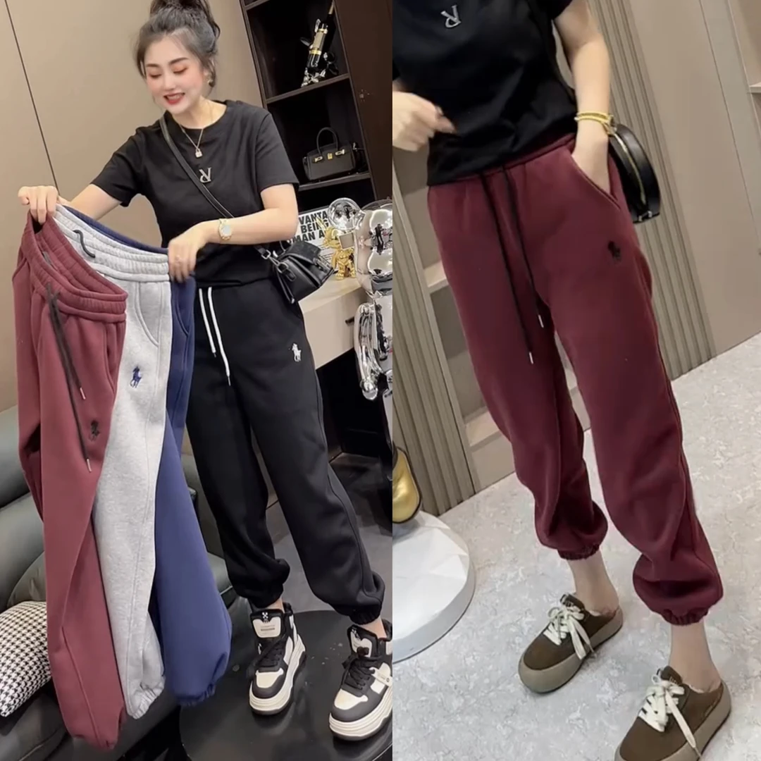 【工厂走量】秋冬哈伦裤高腰九分加绒束脚卫裤女显瘦百搭运动休闲裤
