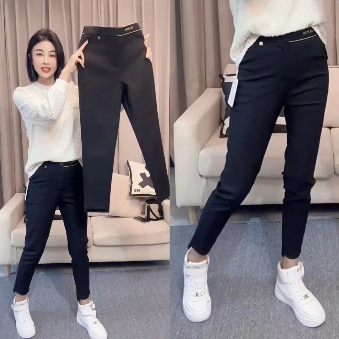 2024春季西装裤女高腰职业修身显瘦休闲九分小西裤弹力烟管直筒裤