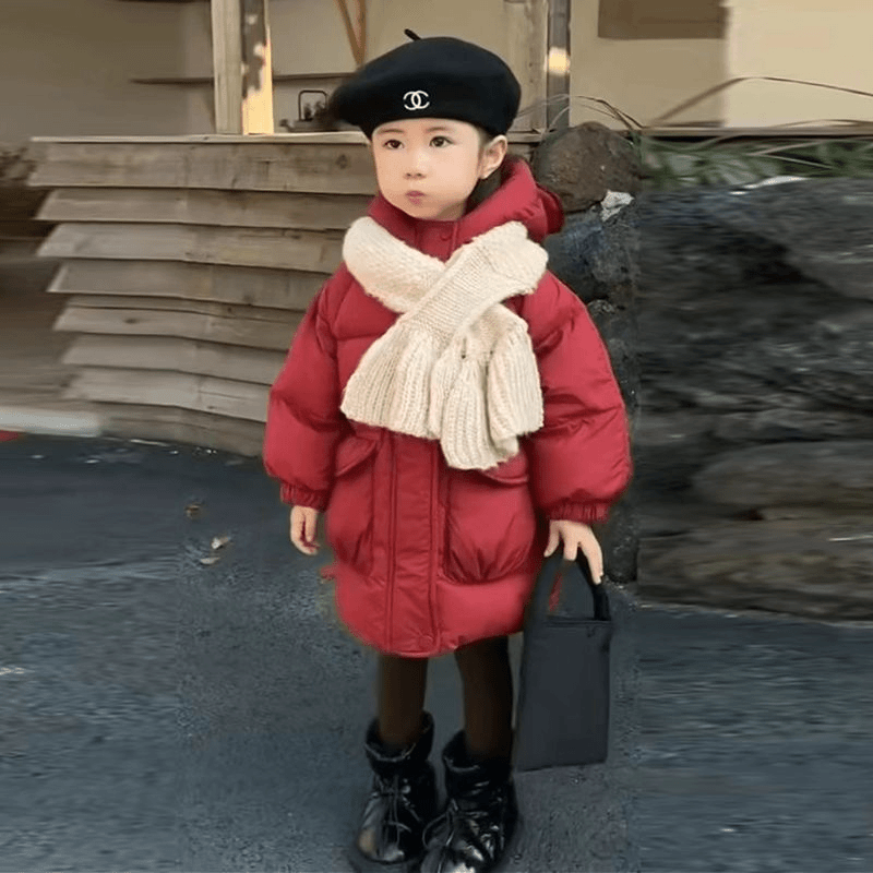 女童棉衣冬季2024新款儿童中长款加绒棉服宝宝棉袄加厚外套潮洋气