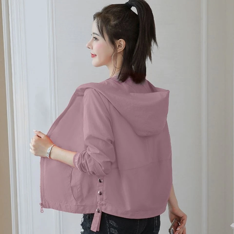 夏季宽松百搭防紫外线防晒衣女长袖薄外套大码上衣外套春秋防晒衫