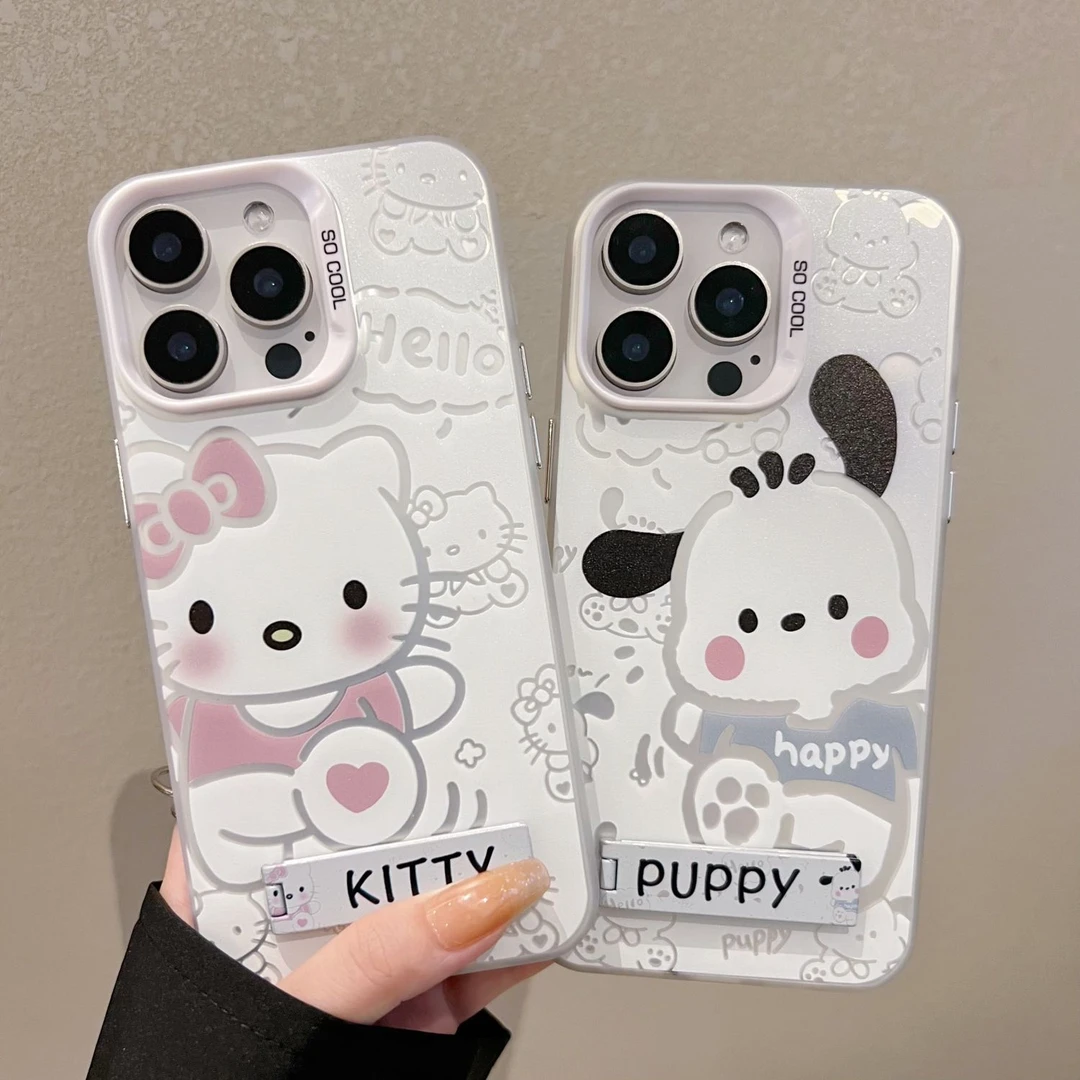 卡通帕恰狗iPhone15手机壳带支架苹果12promax适用14硬13mini情侣