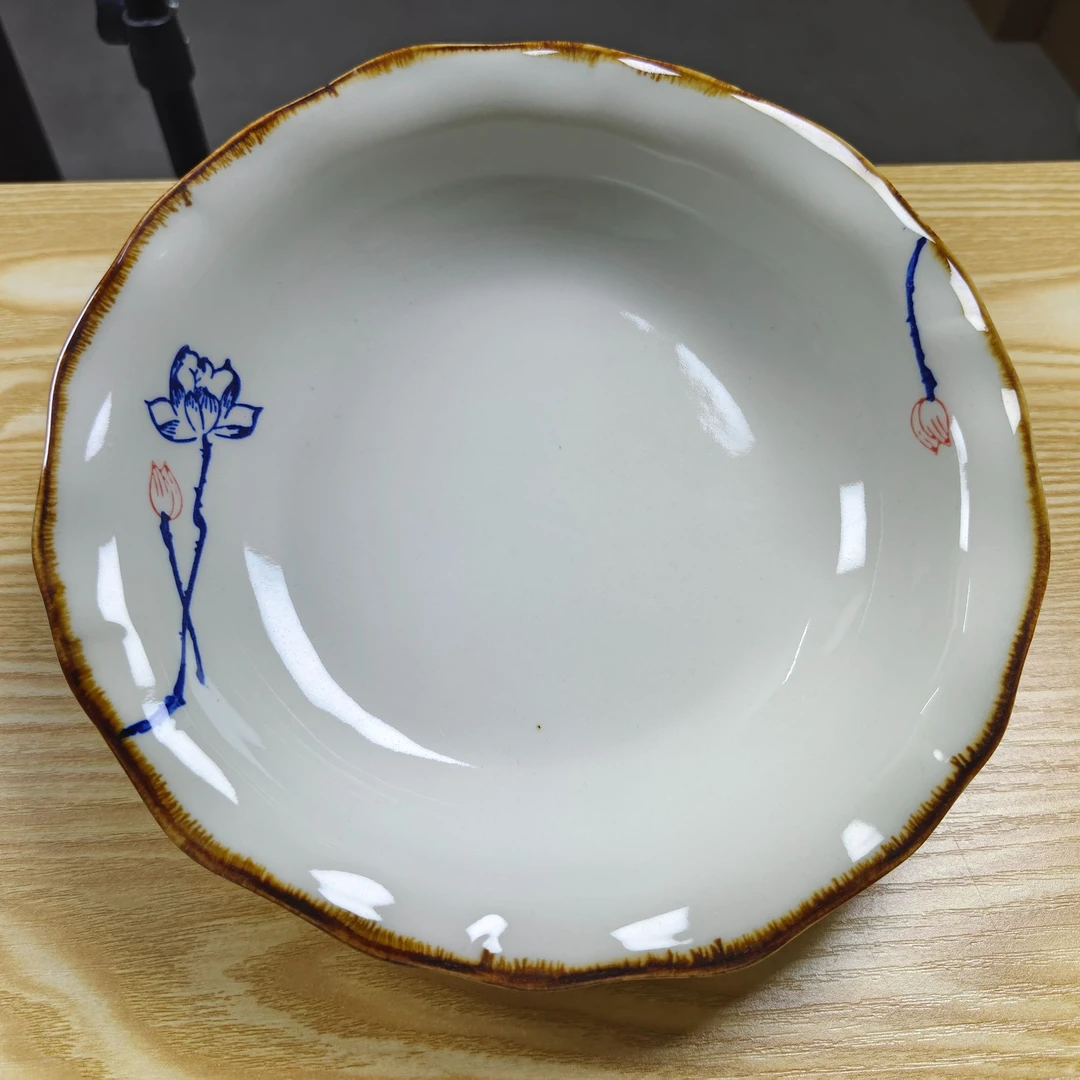 盘子陶瓷手绘碟子菜盘圆盘瓷盘饭盘家用餐盘日式大碗釉下彩*2个装