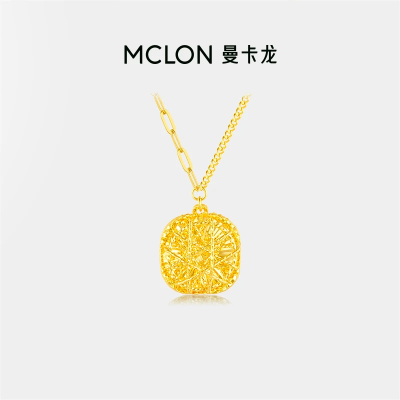 【曼卡龙】足金冰糖碎碎金项链5G镜面爆闪黄金项链送女友计价隽品