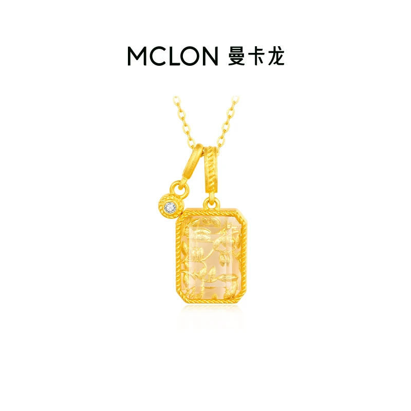 曼卡龙 蕾丝光影-阳光黄金项链钻石水晶古法足金套链计价精品