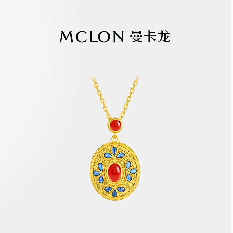 曼卡龙 凤华黄金项链足金手工花丝珐琅女款计价商场同款精品礼物