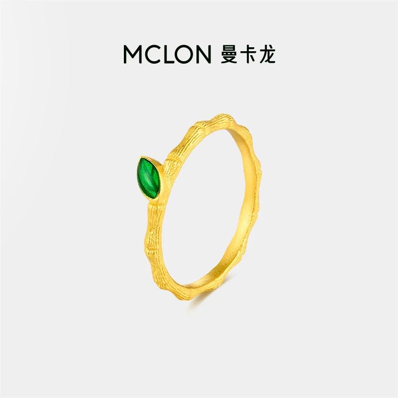 曼卡龙 青葱-节节高升黄金戒指足金古法竹节新中式计价精品