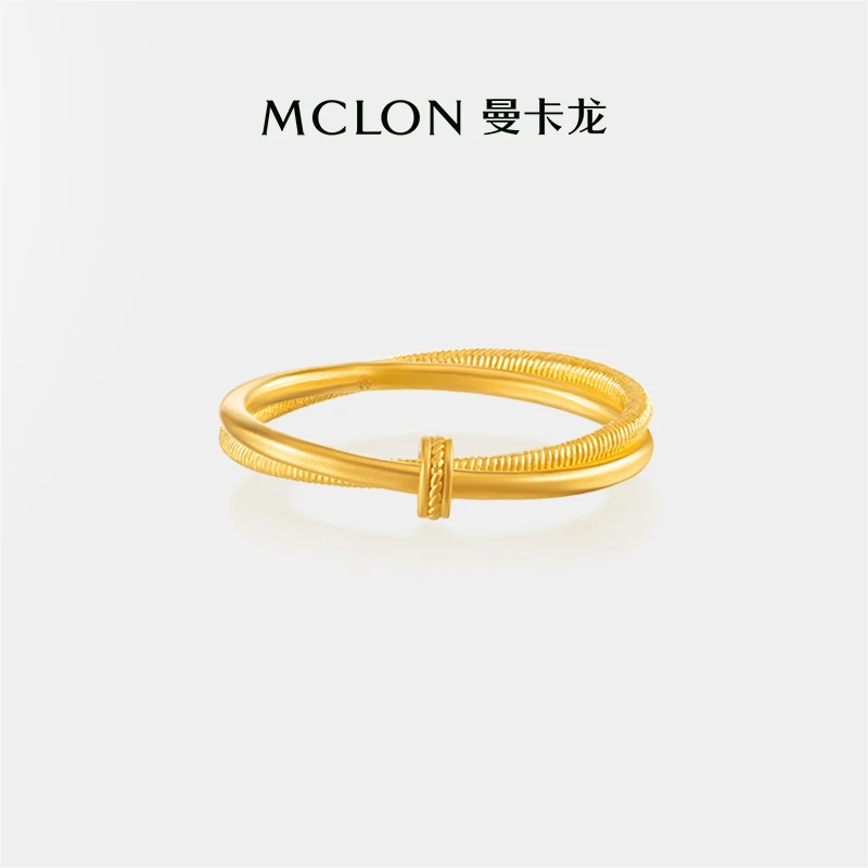 曼卡龙 心轨黄金戒指花丝金戒指足金女款精品计价送女友