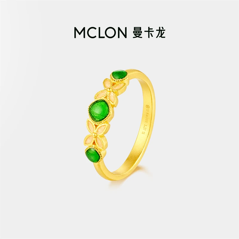 曼卡龙 夏花黄金戒指花丝珐琅足金戒指计价精品 生如夏花般绚烂