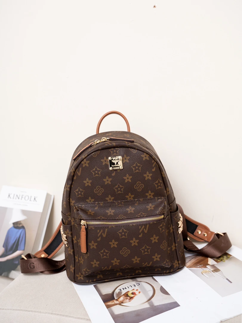 AnAn轻奢(时尚潮流中号大双肩包双肩背复古棕色百搭)秋冬女大号