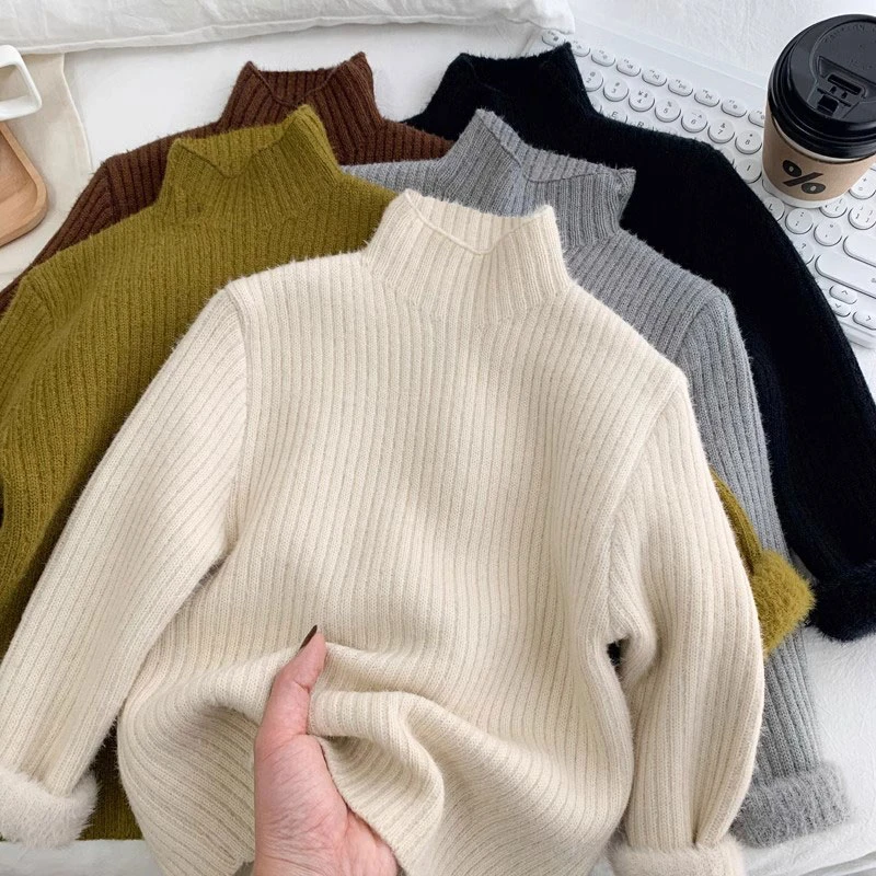 一体绒儿童毛衣男童加厚打底衫2024冬季新款童装韩版加绒保暖内搭