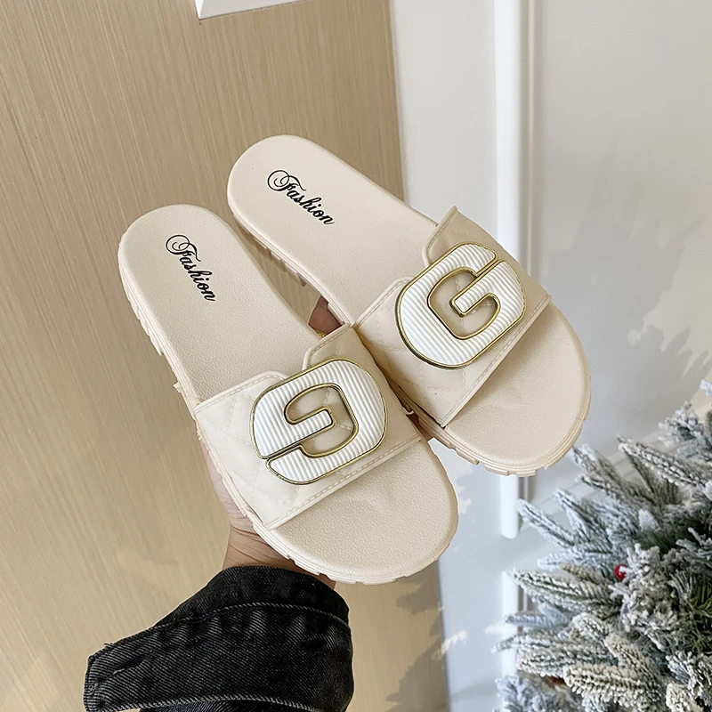 平底女鞋夏季耐磨平拖女鞋休闲外穿防滑网红时尚一字拖ins