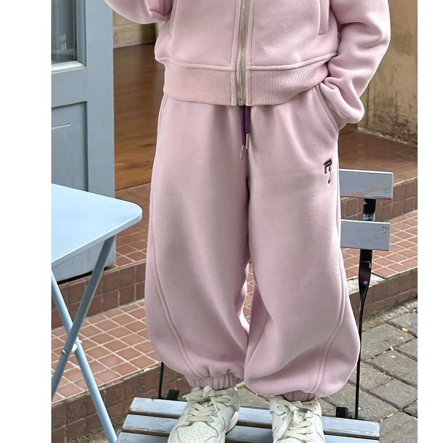 现货【350加绒超厚】深冬儿童男女童加绒闲运卫裤动裤24A118