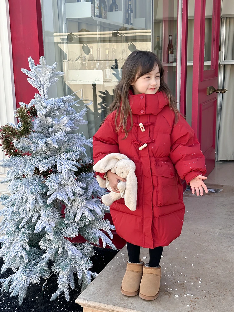 【福利】新国标90白鸭绒甜美极寒外套新年红色羽绒女童羽绒服保暖